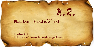 Malter Richárd névjegykártya